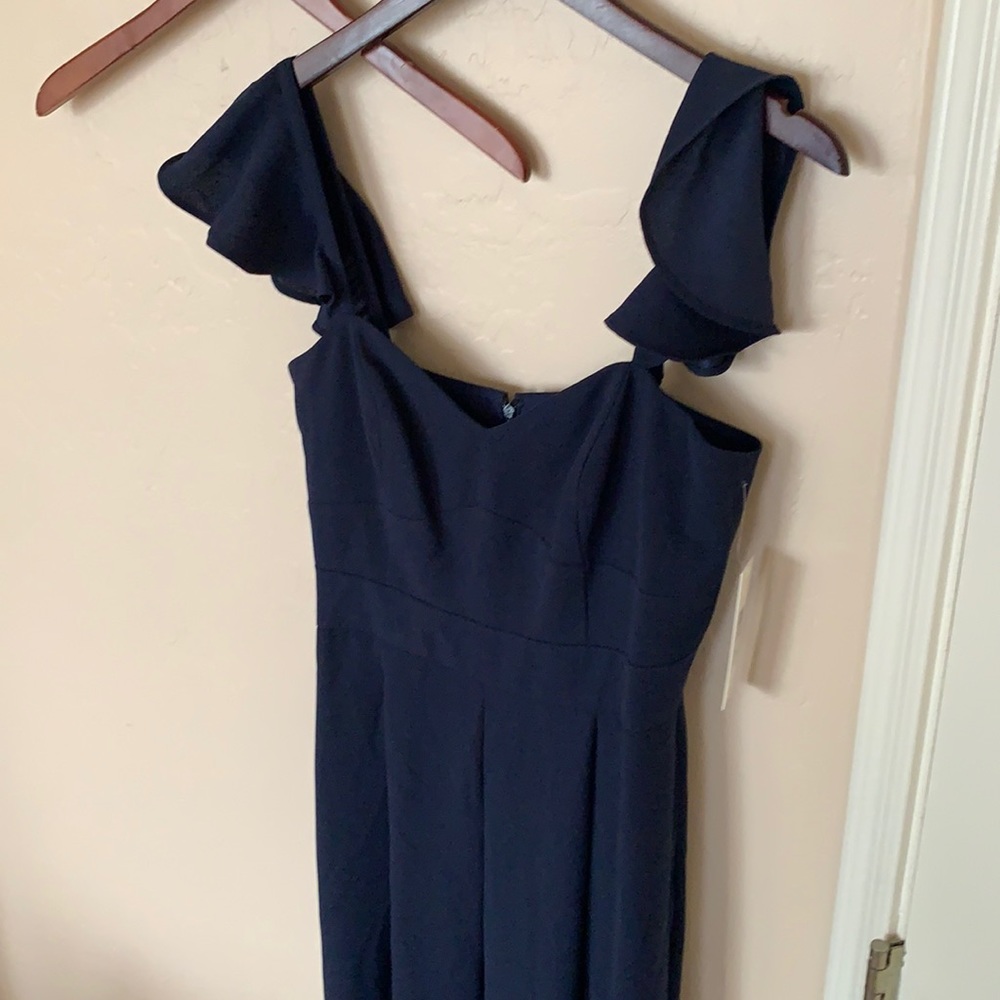 Ruffle sleeve jumpsuit in navy
